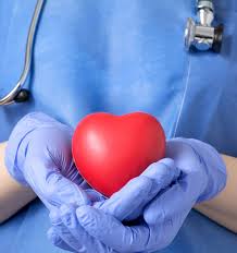 Surgeon holding a red heart model in gloved hands, symbolizing expert cardiac care by Dr. Jai Bhagwan Dhull, leading cardiothoracic and vascular surgeon.