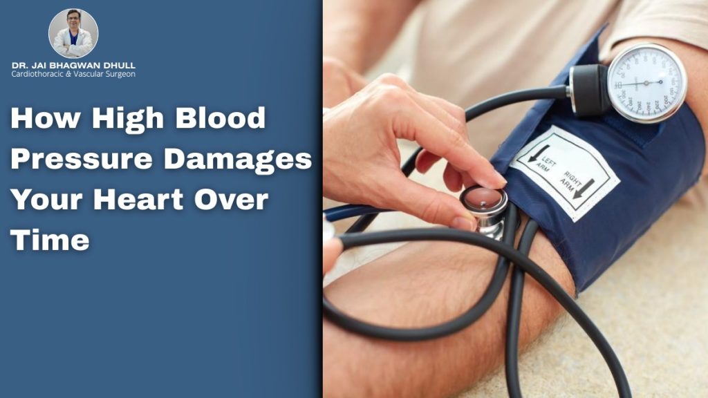 Doctor measuring blood pressure with a sphygmomanometer – How high blood pressure damages your heart over time | Dr. Jai Bhagwan Dhull