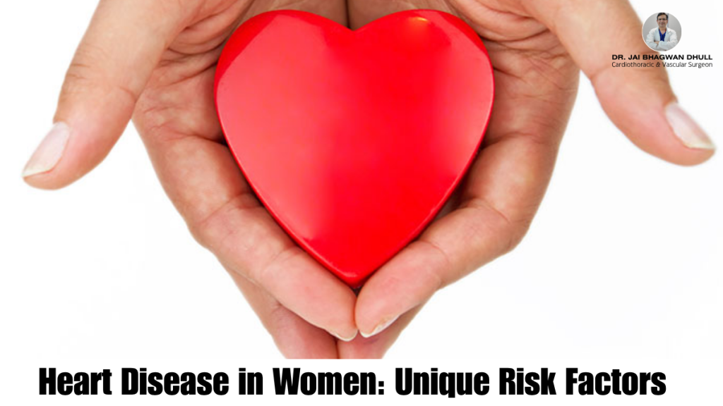 Hands holding a red heart symbolizing women's heart health — Heart Disease in Women Unique Risk Factors explained by Dr. Jai Bhagwan Dhull