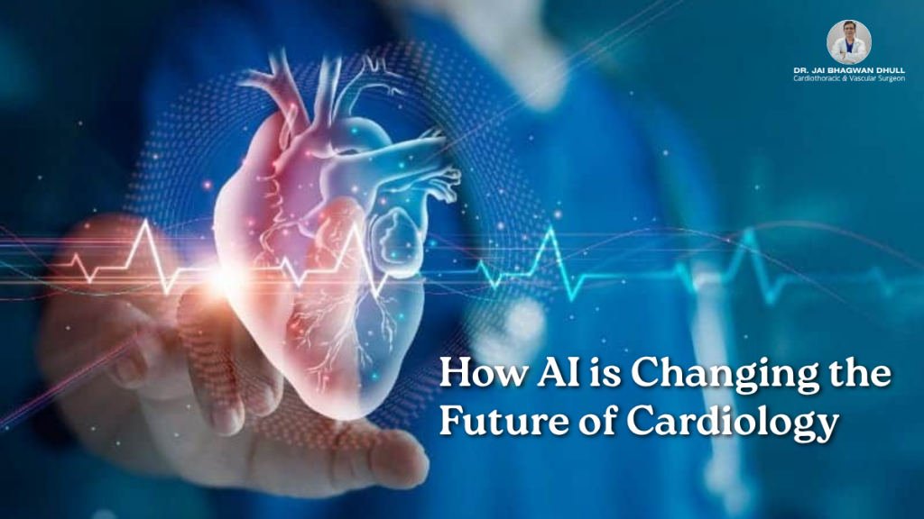 A doctor using AI technology to analyze a 3D digital heart model – representing advancements in cardiology with Dr. Jai Bhagwan Dhull.